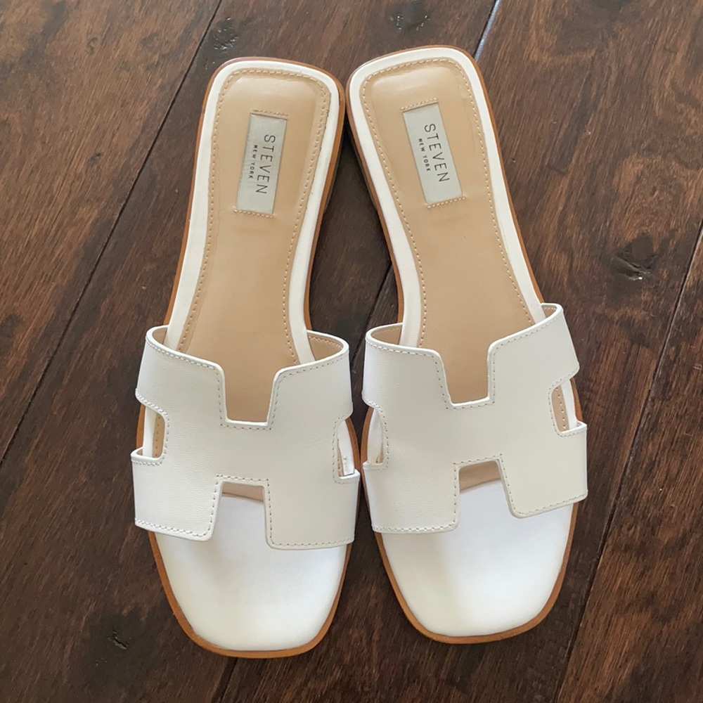 Steve Madden Haydn White Leather Sandal